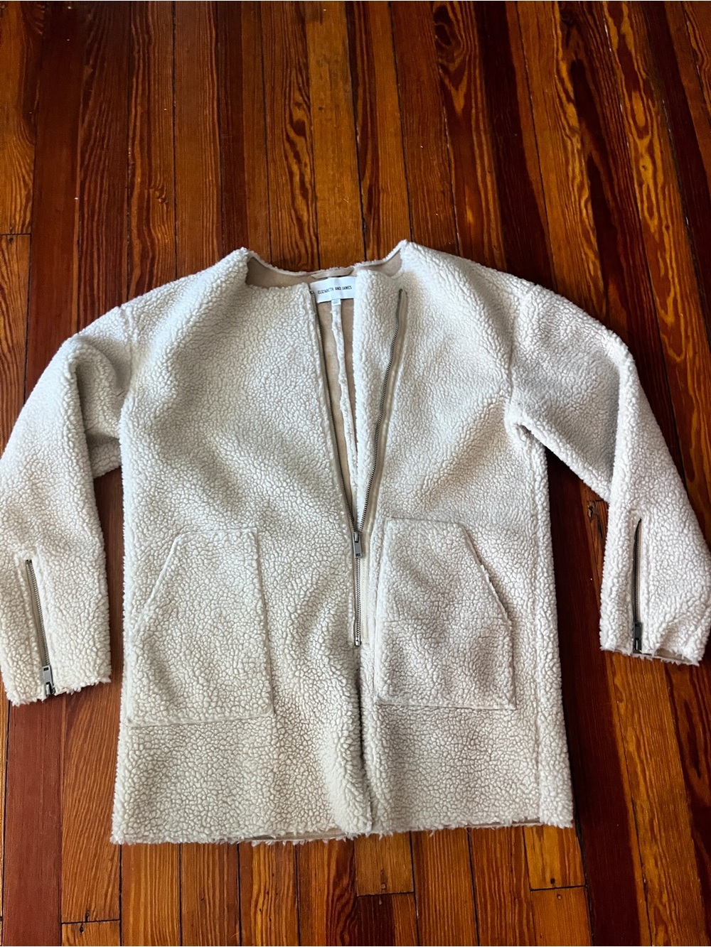 Elizabeth and James Cream Sherpa Zip Coat